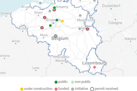 Kaart met overzicht waterstoftankstations Benelux