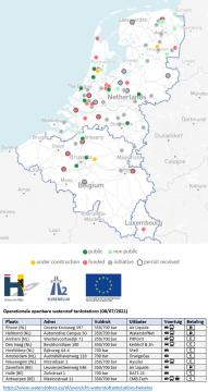 Kaart met overzicht waterstoftankstations Benelux