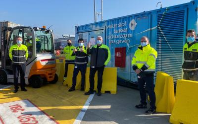 Mobiel tankstation faciliteert demonstratie van 2 heftrucks bij VOLVO in Gent