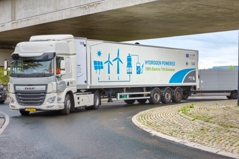 Ombouw en demonstratie van 44 ton vrachtwagen naar waterstof 